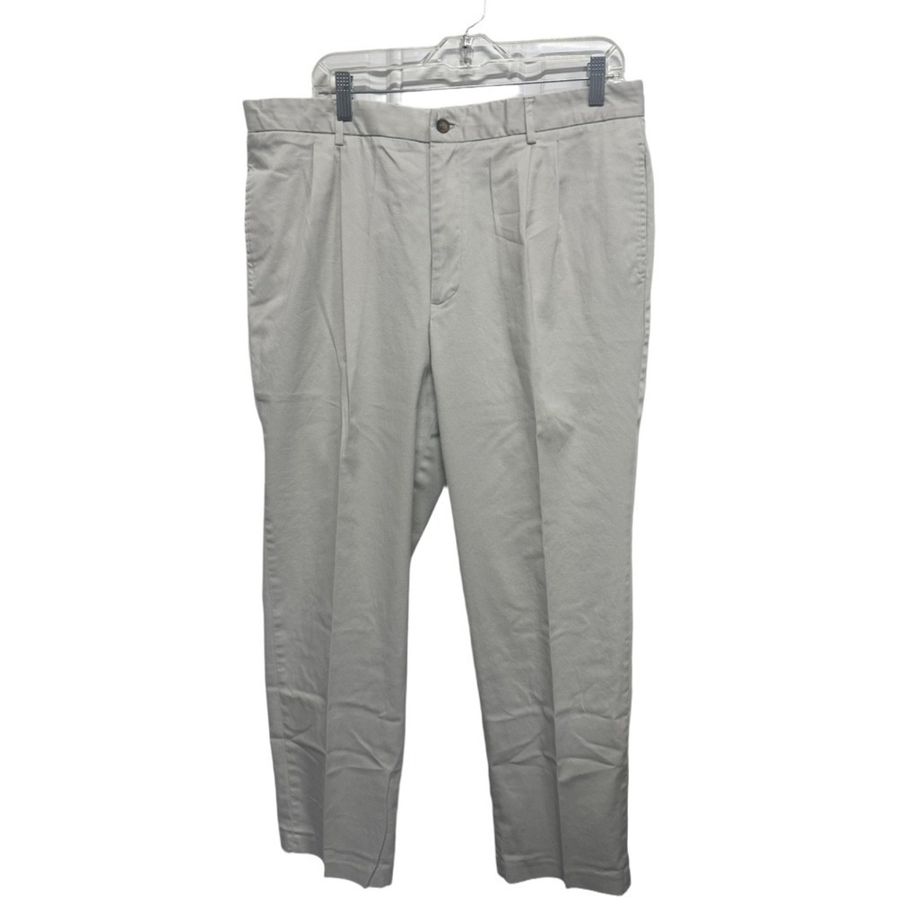Greg Norman Men Golf Pants Khaki Beige Flat Front Stretch 38x32 Performance